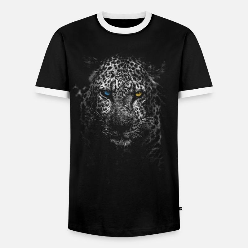 weißer Leopard - Männer Kontrast-T-Shirt - Schwarz/Weiß