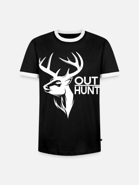Hirschsilhouette Outdoor Jagddesign - Männer Kontrast-T-Shirt - Schwarz/Weiß