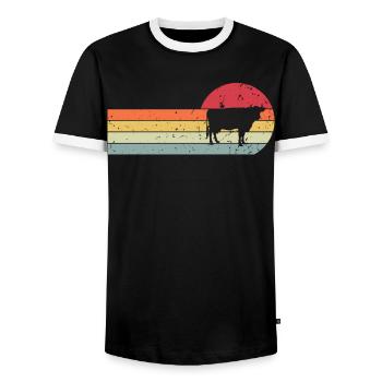 Kuh - Männer Kontrast-T-Shirt - Schwarz/Weiß - Vorne - AI Model Female 172 light (172cm) & AI Model Male 178 light (178cm)