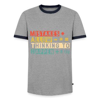 Math Mistakes Allow Thinking To Happen - Men's Ringer Shirt - grey/navy  - Front - AI Model Female 172 light (172cm) & AI Model Male 178 light (178cm)