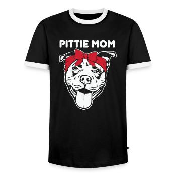 Pittie Mom Pitbull Hundeliebhaber - Männer Kontrast-T-Shirt - Schwarz/Weiß - Vorne - AI Model Female 172 light (172cm) & AI Model Male 178 light (178cm)