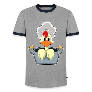 Hühnchen Koch Kochtopf Kochen - Männer Kontrast-T-Shirt - Grau/Navy  - Vorne - AI Model Female 172 light (172cm) & AI Model Male 178 light (178cm)