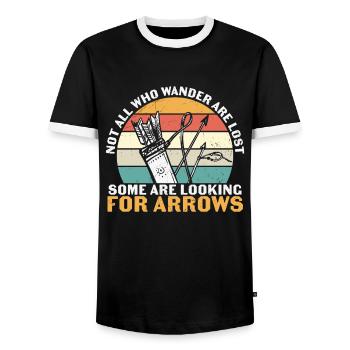 Archery Some Looking For Arrows - Men's Ringer Shirt - black/white - Front - AI Model Female 172 light (172cm) & AI Model Male 178 light (178cm)