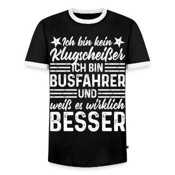 Busfahrer kein Klugscheißer lustige Sprüche - Männer Kontrast-T-Shirt - Schwarz/Weiß - Vorne - AI Model Female 172 light (172cm) & AI Model Male 178 light (178cm)