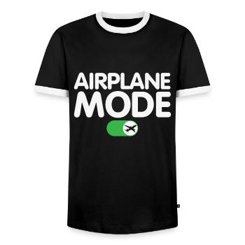 Airplane Mode On Funny Pilot Design - Men's Ringer Shirt - black/white - Front - AI Model Female 172 light (172cm) & AI Model Male 178 light (178cm)