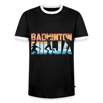 Badminton Ninja Badminton Spieler - Männer Kontrast-T-Shirt - Schwarz/Weiß - Vorne - AI Model Female 172 light (172cm) & AI Model Male 178 light (178cm)