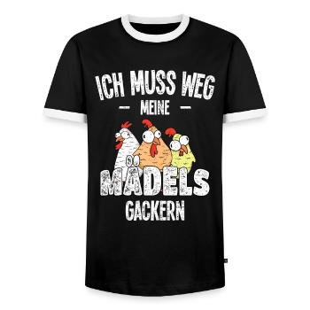 Meine Mädels Huhn Gackern Hühner Hühnerhalter - Männer Kontrast-T-Shirt - Schwarz/Weiß - Vorne - AI Model Female 172 light (172cm) & AI Model Male 178 light (178cm)