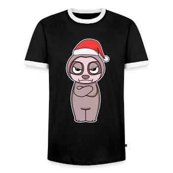 Noël paresseux - T-shirt contrasté Homme - noir/blanc - Devant - AI Model Female 172 light (172cm) & AI Model Male 178 light (178cm)