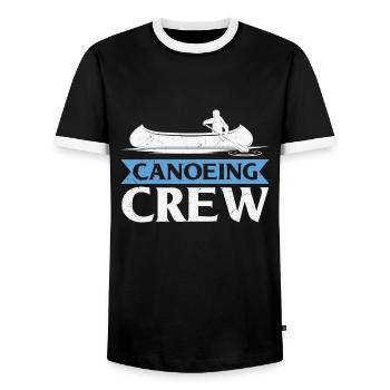 Canoeing Quote Canoeing Crew Kayaking - Men's Ringer Shirt - black/white - Front - AI Model Female 172 light (172cm) & AI Model Male 178 light (178cm)