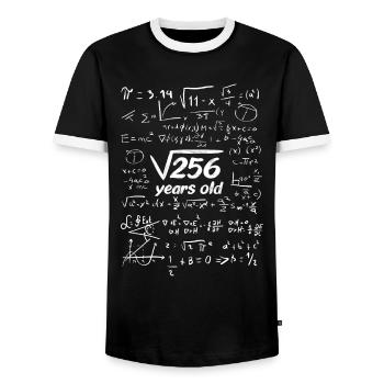 Chemise d’anniversaire racine racine carrée 256 16 ans - T-shirt contrasté Homme - noir/blanc - Devant - AI Model Female 172 light (172cm) & AI Model Male 178 light (178cm)