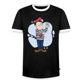 Un joueur de boule lance une boule boule boulering boule - T-shirt contrasté Homme - noir/blanc - Devant - AI Model Female 172 light (172cm) & AI Model Male 178 light (178cm)