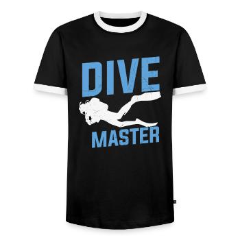 Scuba Diving Quote Dive Master Scuba Diving - Men's Ringer Shirt - black/white - Front - AI Model Female 172 light (172cm) & AI Model Male 178 light (178cm)