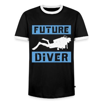 Scuba Diving Quote Scuba Diving Design Future Dive - Men's Ringer Shirt - black/white - Front - AI Model Female 172 light (172cm) & AI Model Male 178 light (178cm)
