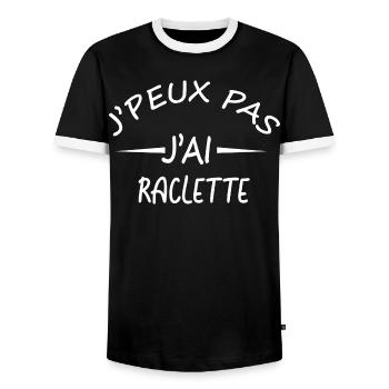 Je peux pas j'ai raclette - T-shirt contrasté Homme - noir/blanc - Devant - AI Model Female 172 light (172cm) & AI Model Male 178 light (178cm)