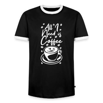 Lustiger Kaffee Spruch - Männer Kontrast-T-Shirt - Schwarz/Weiß - Vorne - AI Model Female 172 light (172cm) & AI Model Male 178 light (178cm)