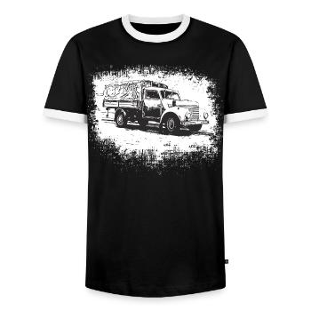 Framo Barkas V 901/2 - T-shirt contrasté Homme - noir/blanc - Devant - AI Model Female 172 light (172cm) & AI Model Male 178 light (178cm)