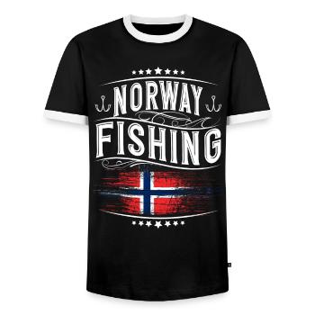 Norwegen Angeln Angler - Männer Kontrast-T-Shirt - Schwarz/Weiß - Vorne - AI Model Female 172 light (172cm) & AI Model Male 178 light (178cm)
