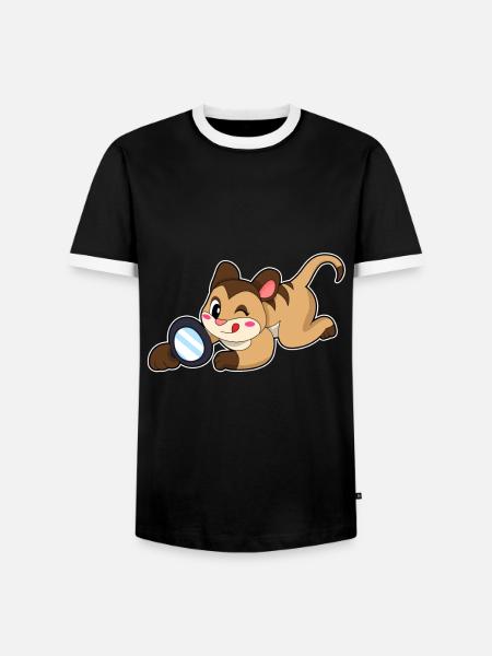 Erdmännchen Detektiv Lupe - Männer Kontrast-T-Shirt - Schwarz/Weiß