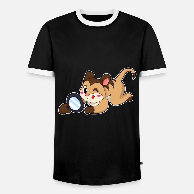 Erdmännchen mit Lupe - Männer Kontrast-T-Shirt - Schwarz/Weiß