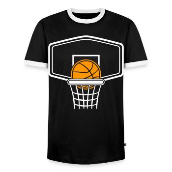 Basket-ball avec cerceau pour vous concevoir vous-même - T-shirt contrasté Homme - noir/blanc - Devant - AI Model Female 172 light (172cm) & AI Model Male 178 light (178cm)