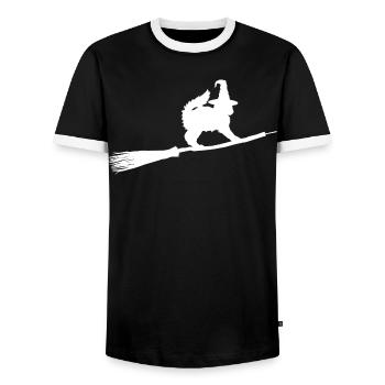 Katzen Hexe - Männer Kontrast-T-Shirt - Schwarz/Weiß - Vorne - AI Model Female 172 light (172cm) & AI Model Male 178 light (178cm)