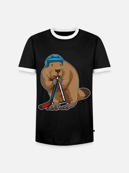 Biber Eishockey Eishockeyschläger - Men's Ringer Shirt - black/white