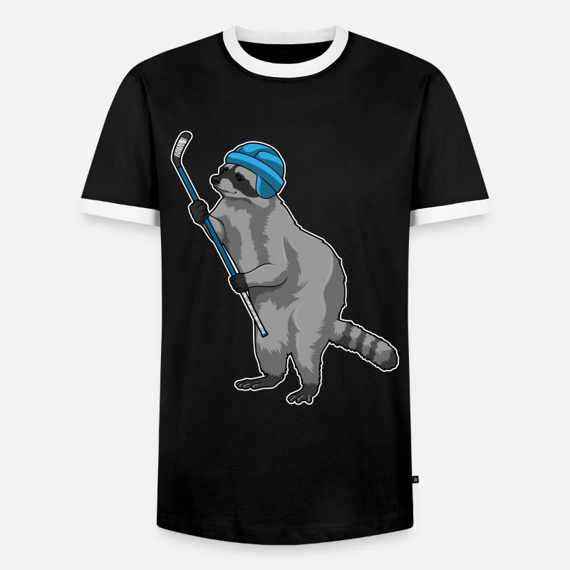 Waschbär Eishockey Eishockeyschläger - Men's Ringer Shirt - black/white