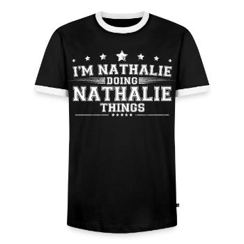 Nathalie - T-shirt contrasté Homme - noir/blanc - Devant - AI Model Female 172 light (172cm) & AI Model Male 178 light (178cm)