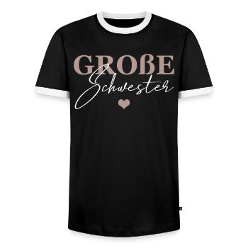 Große Schwester - Männer Kontrast-T-Shirt - Schwarz/Weiß - Vorne - AI Model Female 172 light (172cm) & AI Model Male 178 light (178cm)