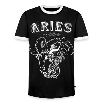 Aries zodiac sign Aries Aries - Men's Ringer Shirt - black/white - Front - AI Model Female 172 light (172cm) & AI Model Male 178 light (178cm)