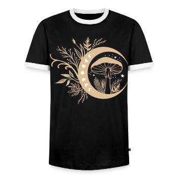 Cottagecore Aesthetic Mushroom - Men's Ringer Shirt - black/white - Front - AI Model Female 172 light (172cm) & AI Model Male 178 light (178cm)