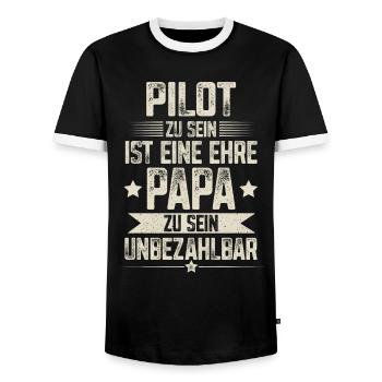 Pilot Papa Vater Vatertag - Männer Kontrast-T-Shirt - Schwarz/Weiß - Vorne - AI Model Female 172 light (172cm) & AI Model Male 178 light (178cm)