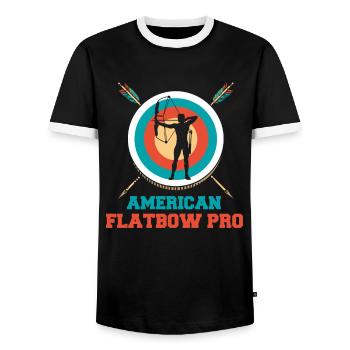 Archer Archery Arrow Archery Archery - Men's Ringer Shirt - black/white - Front - AI Model Female 172 light (172cm) & AI Model Male 178 light (178cm)