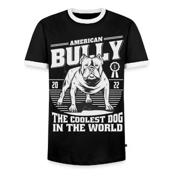 American Bulldog - Men's Ringer Shirt - black/white - Front - AI Model Female 172 light (172cm) & AI Model Male 178 light (178cm)