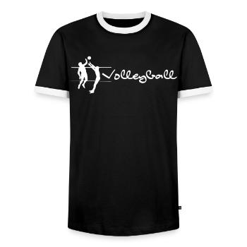 Volleyball - Men's Ringer Shirt - black/white - Front - AI Model Female 172 light (172cm) & AI Model Male 178 light (178cm)