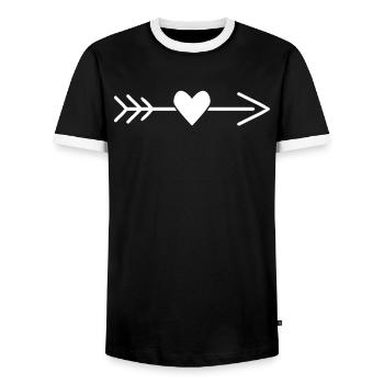 Flèche de cœur - T-shirt contrasté Homme - noir/blanc - Devant - AI Model Female 172 light (172cm) & AI Model Male 178 light (178cm)