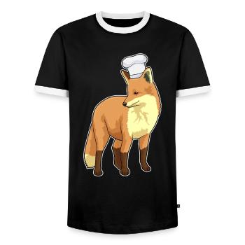 Fuchs Koch Kochmütze Kochen - Männer Kontrast-T-Shirt - Schwarz/Weiß - Vorne - AI Model Female 172 light (172cm) & AI Model Male 178 light (178cm)