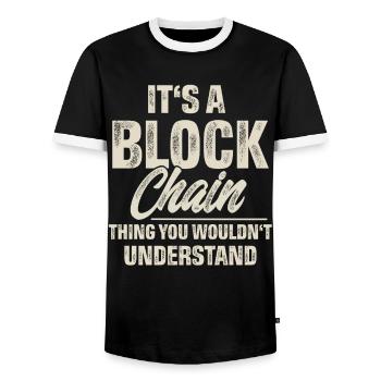 Crypto Blockchain - T-shirt contrasté Homme - noir/blanc - Devant - AI Model Female 172 light (172cm) & AI Model Male 178 light (178cm)