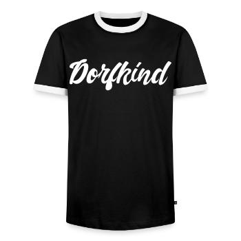 Dorfkind - Männer Kontrast-T-Shirt - Schwarz/Weiß - Vorne - AI Model Female 172 light (172cm) & AI Model Male 178 light (178cm)