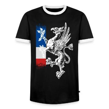 stehender Greif blau weiss rot Rostock - Männer Kontrast-T-Shirt - Schwarz/Weiß - Vorne - AI Model Female 172 light (172cm) & AI Model Male 178 light (178cm)
