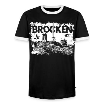 Harz Brocken Wandern - Männer Kontrast-T-Shirt - Schwarz/Weiß - Vorne - AI Model Female 172 light (172cm) & AI Model Male 178 light (178cm)