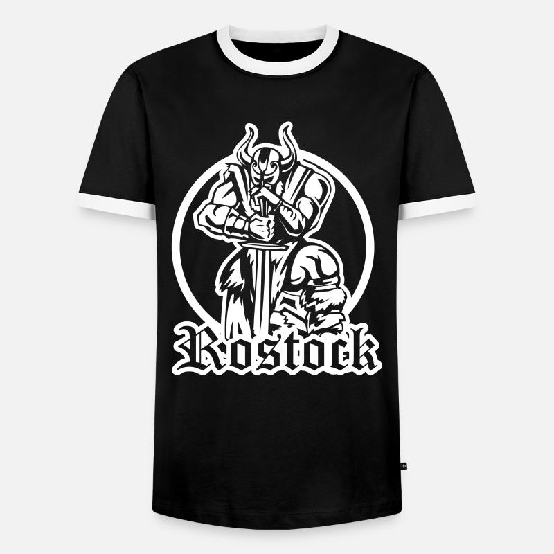 Rostocker Wikinger - Männer Kontrast-T-Shirt - Schwarz/Weiß