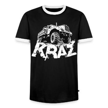 KRAZ LKW - Männer Kontrast-T-Shirt - Schwarz/Weiß - Vorne - AI Model Female 172 light (172cm) & AI Model Male 178 light (178cm)