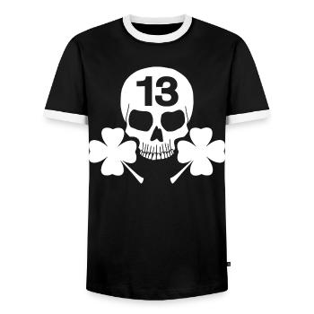 Lucky White Skull - Men's Ringer Shirt - black/white - Front - AI Model Female 172 light (172cm) & AI Model Male 178 light (178cm)