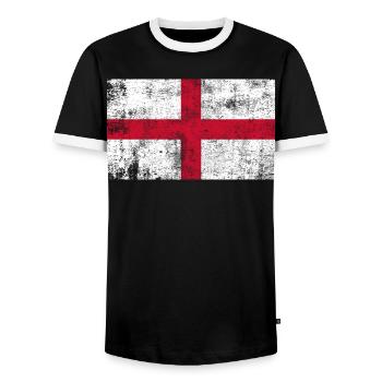 England Flag Flag Grunge Retro Vintage - Men's Ringer Shirt - black/white - Front - AI Model Female 172 light (172cm) & AI Model Male 178 light (178cm)