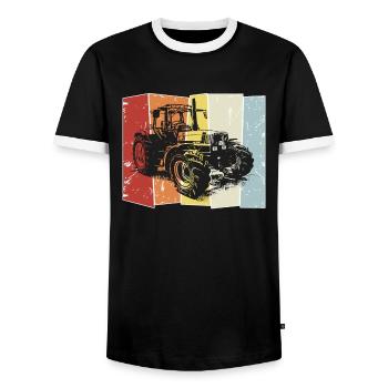 Tractor Deutz retro style - Men's Ringer Shirt - black/white - Front - AI Model Female 172 light (172cm) & AI Model Male 178 light (178cm)
