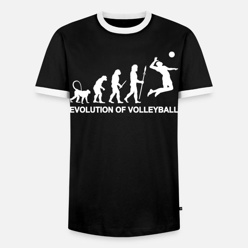 Evolution des Volleyballs - Männer Kontrast-T-Shirt - Schwarz/Weiß