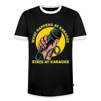 Karaoke Singing - Men's Ringer Shirt - black/white - Front - AI Model Female 172 light (172cm) & AI Model Male 178 light (178cm)