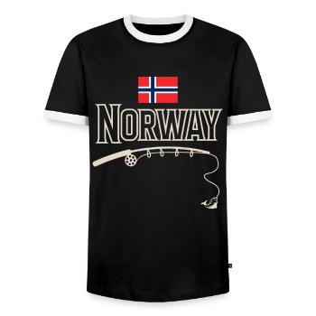 Norwegen Angeln Angler Angeltour - Männer Kontrast-T-Shirt - Schwarz/Weiß - Vorne - AI Model Female 172 light (172cm) & AI Model Male 178 light (178cm)