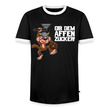 Gib dem Affen Zucker Spruch - Männer Kontrast-T-Shirt - Schwarz/Weiß - Vorne - AI Model Female 172 light (172cm) & AI Model Male 178 light (178cm)